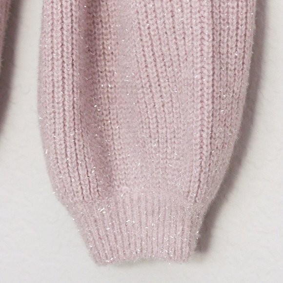 Boden Chunky Fluffy V Neck Wool Blend Sweater Metallic Sparkly Cameo Pink 16/18 - Picture 10 of 16